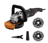 Concrete Grinder Sander 1500W, MAXXT Angle Grinder Set 1000-8500RPM 7 Speed Adjustments, Concrete Sander with Removable Guard（Includes 2 Diamond Sanding Discs 125mm）