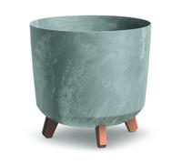 (concrete) Large Round Concrete Look Plastic Planter Flower Pot Indoor Outdoor With Legs