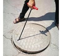 Concrete Manhole Cover Lifter with T-shape Handle, Black Steel Storm Drain Cover Manhole Lifting Keys - Metal Lid Lifter Hook for Utility Grates & Plumbers(2 Pack,L 66cm(26 in))