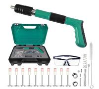 Concrete Manual Nail Gun Kit with 200 Round Nails, Mini Steel Nail Gun, Pistola De Clavos, Air Nailer Combo Kit, Pistola de Fijación - Easy to Use with Protective Gear Included