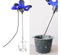 Concrete Mixer Machine, 2600W Cement Mixer Mixing Drill Tool for Concrete Cement Paint Mortar Drywall Mud Grout Thinset, Electric Hand Paint Paddle Mixers, Adjustable 6 Speeds, Blue