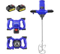 Concrete Stirrer, Mixer, Mortar with 2 x 1.5 Ah Battery, 1200 W Electric Stirrer, Colour Stirrer, Concrete Stirrer, Max 1700 RPM,ordless Plaster Paddle Mixer Mortar Paint Cement Stirrer Whisk