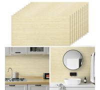 Concrete Tile Stickers 60 x 30cm 10PCS Self Adhesive Wall Tiles Bathroom Waterproof Peel and Stick Wall Moulding Panels PVC Stick on Tiles for Home Decor Kitchen Backsplash,Beige