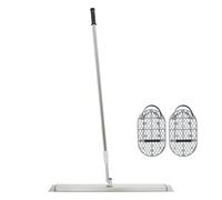 Concrete Trowel, Concrete Trowel with Long Handle, Stainless Steel Concrete Bull Float Kit with Concrete Finishing Shoes, Adjustable Telescopic Rod, for Paving Industrial Cement Surface (80x10cm)