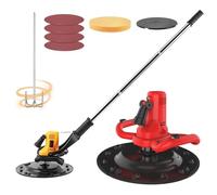 Concrete Trowel with Mixing Rod Cement Mixer, Concrete Sander, 80-600rpm Electric Mortar Plaster Trowel, Wall Polishing Machine with Extension Pole & Stirring Rod(Red)
