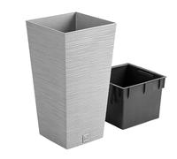 (Concrete, W29.5cm x H55cm) Tall Flowerpot Planter Square Indoor Outdoor Removable Insert Textured Modern