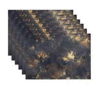 Concrete Wall Table Mats Set of 8, Gold Foil Texture Washable Non-slip Place Mats Heat Insulation Placemats for Kitchen Dinning Restaurant, 30 x 45cm, Dark Gray