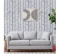 ConCus-T Geometric Wallpaper Blue White Herringbone Stripes Waterproof Self Adhesive Vinyl Wall Paper for Living Room Bedroom Bathroom Kitchen 44.5 × 300cm