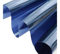 ConCus-T One Way Window Film Sun Blocker Anti Glare Blackout Glass Tint Mirror Effect Film Conservatory Roof Covering UV Solar Film Static Cling, Blue Silver, 30 x 600cm