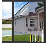 ConCus-T One Way Window Film UV Sun Blocking Heat Control Reflective Window Tint Static Cling Mirror Film Privacy Solar Film With Kits, Silver, 30x200cm