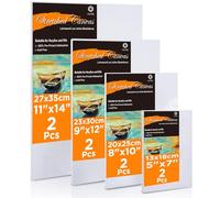CONDA Canvas Boards for Painting, 8 Pack (12x18,20x25,22x30,28x35cm), White Blank Canvas Panel for Painting, 100% Cotton Art Canvas for Acrylic Oil Watercolor Paint
