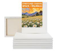 CONDA Stretched Canvas for Painting 30x40cm, 8 Packs A3 Canvas 100% Cotton/Triple-Primed/Acid Free, Painting Canvas for Acrylic & Oil