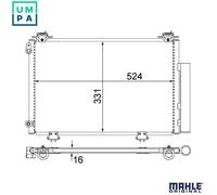 MAHLE ORIGINAL Condenser AC 292 000S with dryer 16 10,15 484 TOYOTA: Yaris I Hatchback