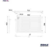 Mahle Condenser for BMW 630 i N52B30A/N53B30 3.0 September 2007 to August 2011