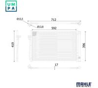 Mahle Condenser for BMW 630 i N52B30A/N53B30 3.0 September 2007 to August 2011