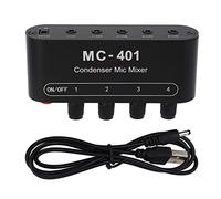 Condenser Mic Mixer 4 In 1 Out Aluminum Alloy Microphone Mix System with Independent Volume Control for Home Karaoke and Studio Recording