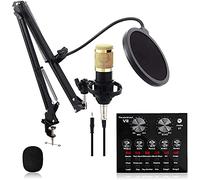 Condenser Microphone Bundle, BM-800 Mic Kit,Professional Cardioid Studio Condenser Microphone and Adjustable Suspension Scissor Arm Stand with Shock Mount for Recording Singing