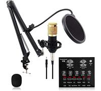 Condenser Microphone Bundle, BM-800 Mic Kit,Professional Cardioid Studio Condenser Microphone and Adjustable Suspension Scissor Arm Stand with Shock Mount for Recording Singing YouTube