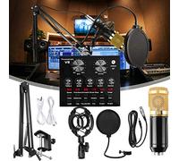 Condenser Microphone Bundle,BM-800 Mic Kit with Live Sound Card and Adjustable Mic Suspension Scissor Arm, Professional Studio Cardioid Podcast Microphone Kit for Studio Recording & Broadcasting