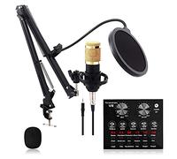Condenser Microphone Bundle, BM-800 Mic Set with Adjustable Mic Suspension Scissor Arm, Metal Shock Mount and Double-layer Pop Filter for Podcast, Game, YouTube Video, Stream, Voice Ove
