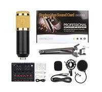 Condenser Microphone Bundle, BM-800 streaming kit,microphones for recordingbest microphones for podcasting with Live Sound Card, Adjustable Mic Suspension Scissor Arm, Golden