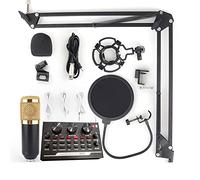 Condenser Microphone Bundle for Streaming - BM-800 Kit with Live Sound Card, Adjustable Mic Stand, and Metal Shock Mount for Recording and Broadcasting