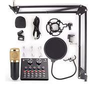 Condenser Microphone Bundle,Studio Microphone, Perfect for Youtube/Video Conference/Gaming/Zoom/Skype,with Effects And Voice Changer,Adjustable Mic Suspension Scissor Arm,Live Sound Card