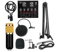 Condenser Microphone Bundle, V8 Condenser Microphone Bundle With BM-800 Live Sound Card, Live Sound Card with Effects and Voice Changer, Microphone Kit for Podcast Home Studio etc