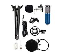Condenser Microphone Kit BM-800 Mic Set with Adjustable Mic Suspension Scissor Arm, Metal Shock Mount and Double-Layer Pop Filter for Studio Recording Broadcasting (Blue + Sliver)