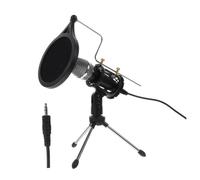 Condenser Microphone Kit Heart-shaped Black for Computer Mobile Phone | Recording, Live Broadcasting, Portable Use, Abs and Electronic Components, Online Class Set with Stand and Pop Filter