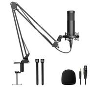 Condenser Microphone with 3.5mm Audio XLR Cable, Plug & Play PC Computer Podcast Condenser Cardioid Metal Mic Kit for Recording, Gaming, Singing, YouTube