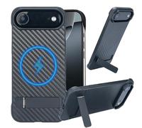 condgood for iPhone Air Case Compatible with MagSafe, Built-in 3 Ways Kickstand & Strong Magnetic, Frameless Carbon Fiber Bump Texture, Minimalist Borderless Slim Case for iPhone Air (Black)