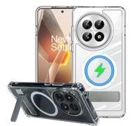 condgood for OnePlus 13 Case Clear Compatible with MagSafe, Built-in Flat Metal Kickstand & Strong Magnetic, Thicken Bumper Frame Military Grade Protection, Anti-Yellowing Phone Cover for One Plus 13