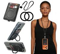 condgood Phone Lanyard, Magnetic Cell Phone Lanyard Compatible with MagSafe, 2 Pick Iron Sheet, Adjustable Length Neck Strap, Carbon Fiber, Large