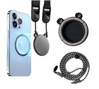 condgood Phone Lanyard, Magnetic Cell Phone Lanyard Compatible with MagSafe, 2 Pick Iron Sheet, Adjustable Length Neck Strap, Black, Large