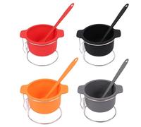 Condiment Bowls, Dipping Bowls | Silicone Prep & Serve Bowls with Brush and Grid,BBQ Accessories, Reusable Kitchen Snack and Seasoning Bowls