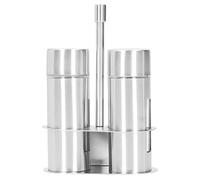 Condiment Container, 304 Stainless Steel Adjustable Salt Pepper Shakers with Storage Rack Seasoning Pots Set Kitchen Supplies