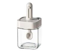 Condiment Container - Clear Glass Kitchen Jar, Airtight Lid for Sugar and Salt | Practical Storage Box for Pepper, Spices, Dry Condiments, Ideal for Cooked Countertop