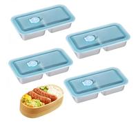 Condiment Containers with Lids, 4 Piece Small Salad Dressing Boxes, Leakproof Reusable Seasoning Box Trays for Lunch Storage, Travel, Picnics, Delivery Services, Camping, School, 7.87x4.13x1.57 inches