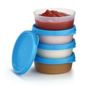 Condiment Cups Containers with Lids- 4 pk. 2.3 oz.Salad Dressing Container to go Small Food Storage Containers with Lids- Sauce Cups Leak proof Reusable Plastic BPA free for Lunch Box Picnic Travel