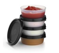 Condiment Cups Containers with Lids- 4 pk. 2.3 oz.Salad Dressing Container to go Small Food Storage Containers with Lids- Sauce Cups Leak proof Reusable Plastic BPA free for Lunch Box Picnic Travel