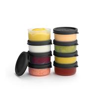 Condiment Cups Containers with Lids- 8 pk. 1.3 oz.Salad Dressing Container to go Small Food Storage Containers with Lids- Sauce Cups Leak proof Reusable Plastic BPA free for Lunch Box Picnic Travel
