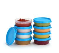 Condiment Cups Containers with Lids- 8 pk. 2.3 oz.Salad Dressing Container to go Small Food Storage Containers with Lids- Sauce Cups Leak proof Reusable Plastic BPA free for Lunch Box Picnic Travel