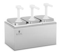 Condiment Dispenser 3 Pumps 3 x 2 L - Sauce Dispensers by Royal Catering Silver