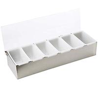Condiment Dispenser 6 Compartment Chrome | Back Bar Condiment Holder, 6 Pot Dispenser - Ideal for Dispensing Cocktail Garnishes & Ingredients