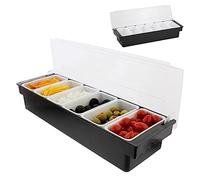 Condiment Holder with Detachable 6 Compartments Plastic Ingredients Condiment Dispenser with Lid Reusable Ice Cooled Pizza Topping Station for Home, Restaurant Condiment Containers with Lids Condiment