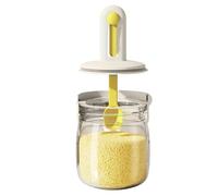 Condiment Jar - 275ml Glass Jaar With Lid And Spoon | Seasoning Container For Sugar, Salt, Pepper, Honey, Jam, Sauce | Kitchen Countertop Storage Organizer Table Serving Accessory