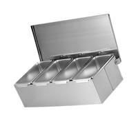 Condiment Jar Spice Container, Large Capacity Storage Case, Stainless Steel Condiment Dispenser, 4 Compartment Seasoning Box with Cover for Kitchen
