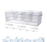 Condiment Server With Separate Lids, Serving Tray Platter With Removable Dishes, Clear PlasticIce Chilled Condiment CaddyWith 4 Containers For Bar Accessories, Fruit, Salad, Taco, Garnish