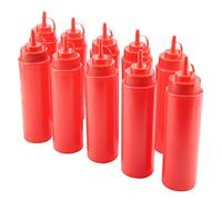 Condiment Squeeze Bottles, Squeeze Bottles Squeeze Bottles for Sauces with Narrow Nozzle 720ml 10pcs Plastic PE for Sauce Oil Cream Vineger (Red)